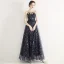 Chic / Belle Bleu Ciel Robe De Soirée 2019 Princesse Encolure Dégagée Perlage En Dentelle Fleur Appliques Faux Diamant Sans Manches Longue Robe De Ceremonie