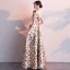 Classy Gold Evening Dresses  2019 A-Line / Princess One-Shoulder Lace Flower Sleeveless Backless Floor-Length / Long Formal Dresses