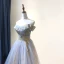 Charmant Bleu Ciel Robe De Soirée 2019 Princesse De l'épaule Perlage En Dentelle Paillettes Sans Manches Dos Nu Longue Robe De Ceremonie