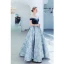 Elegant Ocean Blue Evening Dresses  2019 A-Line / Princess Suede Off-The-Shoulder Lace Flower Sleeveless Backless Floor-Length / Long Formal Dresses