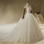 Luxury / Gorgeous Ivory Wedding Dresses 2019 A-Line / Princess Off-The-Shoulder Beading Pearl Lace Flower Short Sleeve Backless Cathedral Train
