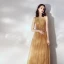 Classy Gold Evening Dresses  2019 A-Line / Princess Ruffle Scoop Neck Beading Lace Flower Appliques Sleeveless Floor-Length / Long Formal Dresses