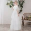 Light White Beach Wedding Dresses 2019 A-Line / Princess Off-The-Shoulder Pearl Lace Flower Appliques Short Sleeve Backless Floor-Length / Long