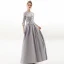 Modern / Fashion Silver Evening Dresses  2019 A-Line / Princess Scoop Neck Sequins 3/4 Sleeve Backless Floor-Length / Long Formal Dresses