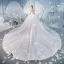 Charmant Weiß Brautkleider / Hochzeitskleider 2019 Ballkleid Stehkragen Perlenstickerei Pailletten Spitze Blumen Ärmellos Rückenfreies Königliche Schleppe