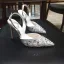 Charmant Ivoire Chaussure De Mariée 2019 Polyester Bride Cheville Perlage Faux Diamant Perle 9 cm Talons Aiguilles À Bout Pointu Mariage Talons Hauts