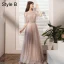 Simple Rougissant Rose Paillettes Robe Demoiselle D'honneur Princesse 2021 V-Cou Manches Courtes Dos Nu Longue Robe Pour Mariage