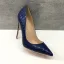 Classy Royal Blue Casual Pumps 2019 Leather Snakeskin Print 12 cm Stiletto Heels Pointed Toe Pumps