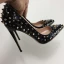 Unique Noire Soirée Escarpins 2019 Rivet 12 cm Talons Aiguilles À Bout Pointu Escarpins