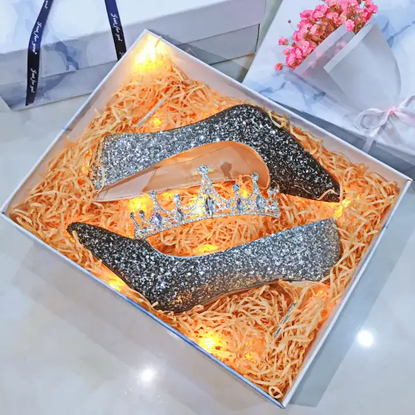 Sparkly Sølv Aften Pumps 2019 Paljetter 9 cm Stiletthæler Spisse Pumps