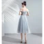 Chic / Beautiful Grey Homecoming Graduation Dresses 2019 A-Line / Princess Ruffle Off-The-Shoulder Beading Lace Flower Sequins Short Sleeve Backless Tea-length Formal Dresses