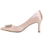 Classy Nude Wedding Shoes 2019 Leather Satin Rhinestone Bow 7 cm Stiletto Heels Pointed Toe Wedding Pumps