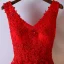 Chic / Belle Rouge Robe De Ceremonie Robe De Bal 2017 En Dentelle Fleur Paillettes Dos Nu V-Cou Sans Manches Robe Boule Courte