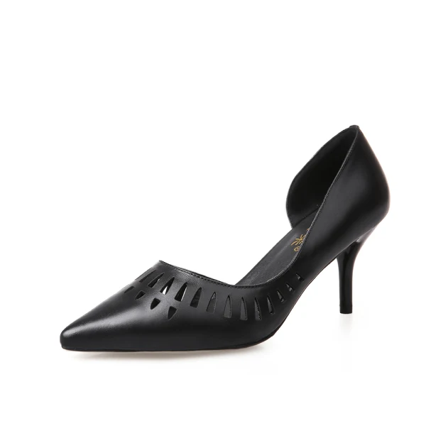 Mode Aprikos / Beige Casual Damskor 2019 Läder 7 cm Stilettklackar Spetsiga Högklackade