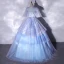 Classy Sky Blue Prom Dresses 2021 Ball Gown Scoop Neck Embroidered Appliques Short Sleeve Floor-Length / Long Formal Dresses