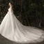 Chic / Beautiful Ivory Pregnant Wedding Dresses 2019 A-Line / Princess V-Neck Pearl Lace Flower 3/4 Sleeve Backless Chapel Train