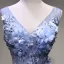 Chic / Beautiful Grey Prom Dresses 2018 A-Line / Princess Lace Flower Appliques Crystal V-Neck Backless Sleeveless Floor-Length / Long Formal Dresses