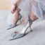 Glitzernden Silber Brautschuhe 2019 Strass Pailletten Knöchelriemen 7 cm Stilettos Spitzschuh Hochzeit Hochhackige