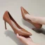 Enkel Brun Kontor Pumps 2019 Lær 8 cm Stiletthæler Spisse Pumps