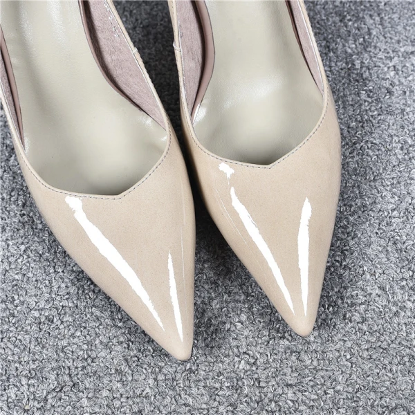 Stilig Aprikos Aften Pumps 2019 Lær 9 cm Stiletthæler Spisse Pumps