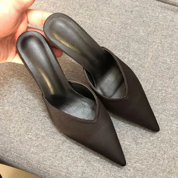 Modest / Simple Dark Green Casual Womens Sandals 2019 Leather 7 cm Stiletto Heels Pointed Toe Sandals