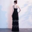 Sexy Noire Robe De Soirée 2020 Princesse Bretelles Spaghetti En Dentelle Sans Manches Dos Nu Longue Robe De Ceremonie