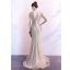 Luxe Doré Robe De Soirée 2020 Trompette / Sirène V-Cou Fait main Perlage Cristal Paillettes Manches Courtes Dos Nu Train De Balayage Robe De Ceremonie