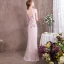 Chic / Beautiful Candy Pink Evening Dresses  2018 Trumpet / Mermaid Appliques Sash Lace Scoop Neck Floor-Length / Long Formal Dresses