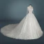 Luxury / Gorgeous Ivory Wedding Dresses 2019 A-Line / Princess Scoop Neck Beading Lace Flower Appliques Crystal Pearl Long Sleeve Backless Royal Train