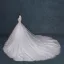 Charming Ivory Wedding Dresses 2019 A-Line / Princess Scoop Neck Beading Crystal Sequins Lace Flower Short Sleeve Backless Cathedral Train