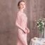 Luxury / Gorgeous Pearl Pink Evening Dresses  2018 Trumpet / Mermaid Beading Crystal Rhinestone Pearl High Neck Backless Short Sleeve Sweep Train Formal Dresses