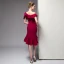 Chic / Beautiful Burgundy Graduation Dresses 2020 Homecoming Trumpet / Mermaid One-Shoulder Short Sleeve Zipper Up at Side Knee-Length Formal Dresses