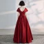 Modern / Fashion Burgundy Evening Dresses  2020 A-Line / Princess V-Neck Backless Sleeveless Floor-Length / Long Formal Dresses