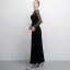Elegant Black Evening Dresses  2018 Trumpet / Mermaid Crystal Scoop Neck See-through Long Sleeve Ankle Length Formal Dresses