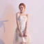 Modern / Fashion Champagne Homecoming Graduation Dresses 2020 A-Line / Princess Spaghetti Straps Lace Star Sleeveless Backless Asymmetrical Formal Dresses