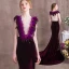 Amazing / Unique Grape Evening Dresses  2018 Trumpet / Mermaid Feather Rhinestone Scoop Neck Suede Sleeveless Sweep Train Formal Dresses