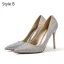 Sjarmerende Sølv Brudesko 2019 Lær Rhinestone Sløyfe 10 cm Stiletthæler Spisse Bryllup Pumps