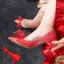 Eleganckie Białe Ślub Na Wesele Czółenka 2020 Kokarda Z Koronki Rhinestone 8 cm Szpilki Szpiczaste Buty Ślubne