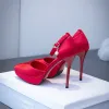 Modern / Fashion Champagne Wedding Shoes 2020 Ankle Strap 11 cm Stiletto Heels Pointed Toe Wedding Heels