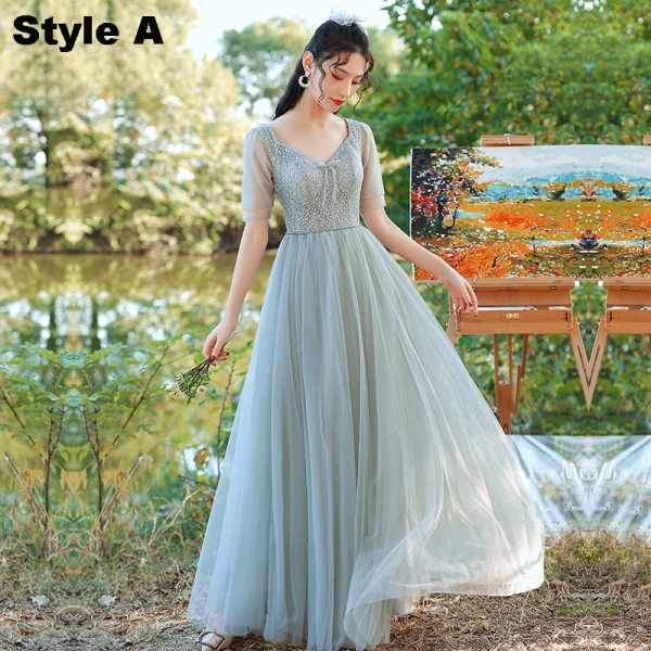 sage green ruffle bridesmaid dress Berylove Women Dusty Sage Halter Ruffled Bridesmaid Dress with Slit Lace-Up Back Maxi Wedding Guest Dress, chiffon color / US12 main image 1