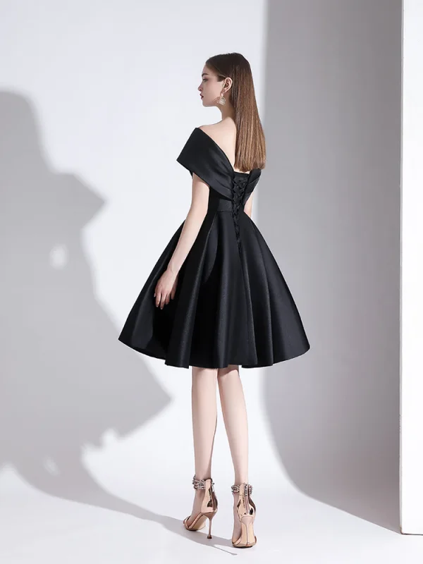 classy black homecoming dress Black Glitter Star Homecoming Dresses with Long Sleeve FD1639B – Viniodress