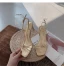 Sexy Noire Cocktail Sandales Femme 2021 7 cm Talons Aiguilles Peep Toes / Bout Ouvert Sandales Talons Hauts