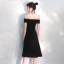 Modern / Fashion Black Party Dresses 2020 A-Line / Princess Off-The-Shoulder Short Sleeve Backless Knee-Length Formal Dresses