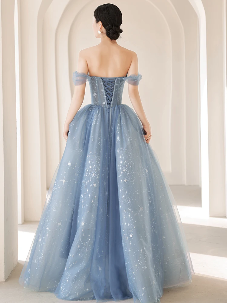Modern Fashion Sky Blue Beading Pearl Prom Dresses 2021 A-Line Princess Square Neckline Modern Fashion Sky Blue Beading Pearl Prom Dresses 2021 A-Line Princess Square Neckline