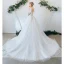 Élégant Ivoire Robe De Mariée 2020 Princesse Volants Encolure Dégagée En Dentelle Fleur 3/4 Manches Dos Nu Tribunal Train