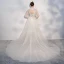 Elegant Champagne Beach Wedding Dresses 2018 A-Line / Princess Lace Appliques Scoop Neck Backless Long Sleeve Chapel Train Wedding