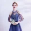 Charming Ocean Blue Prom Dresses 2021 A-Line / Princess Scoop Neck Beading Crystal Sequins Floor-Length / Long Short Sleeve Backless Prom Formal Dresses