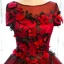 Chic / Beautiful Quinceañera Burgundy Prom Dresses 2018 Ball Gown Butterfly Appliques U-Neck Short Sleeve Floor-Length / Long Formal Dresses