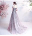 Fabulous Purple Prom Dresses 2021 A-Line / Princess Off-The-Shoulder Beading Rhinestone Sequins Lace Flower Sleeveless Backless Sweep Train Formal Dresses