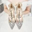 Sparkly Silver Wedding Shoes 2019 T-Strap Rhinestone Sequins 8 cm Stiletto Heels Pointed Toe Wedding High Heels